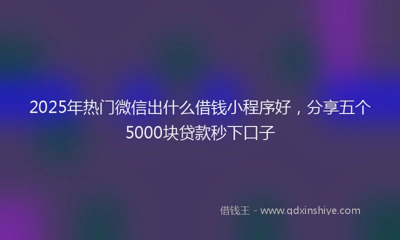 2025年热门微信出什么借钱小程序好，分享五个5000块贷款秒下口子