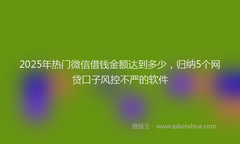 2025年热门微信借钱金额达到多少，归纳5个网贷口子风控不严的软件