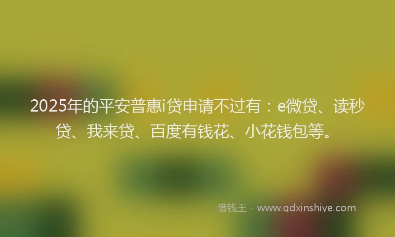 2025年的平安普惠i贷申请不过有：e微贷、读秒贷、我来贷、百度有钱花、小花钱包等。