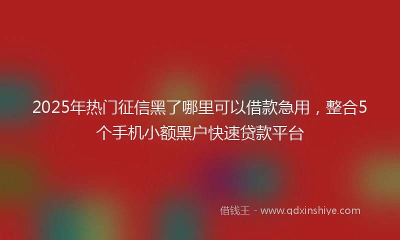 2025年热门征信黑了哪里可以借款急用，整合5个手机小额黑户快速贷款平台
