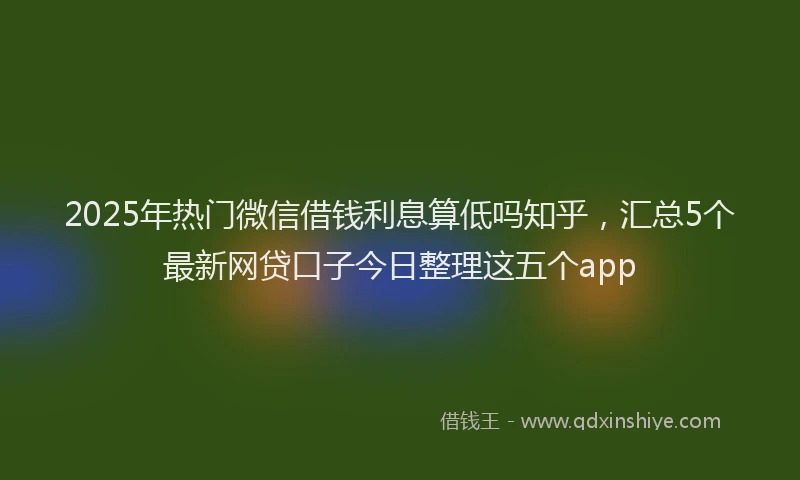2025年热门微信借钱利息算低吗知乎，汇总5个最新网贷口子今日整理这五个app