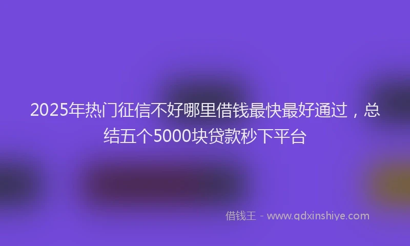 2025年热门征信不好哪里借钱最快最好通过，总结五个5000块贷款秒下平台