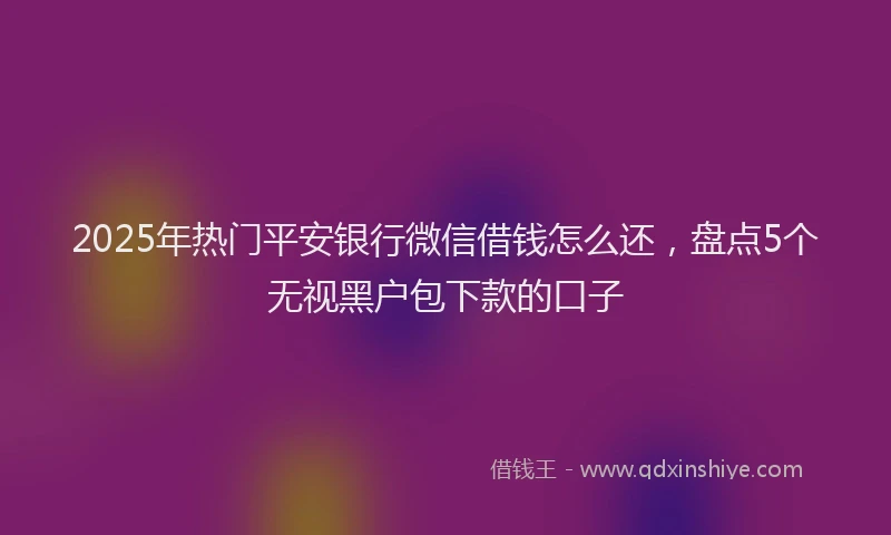 2025年热门平安银行微信借钱怎么还，盘点5个无视黑户包下款的口子