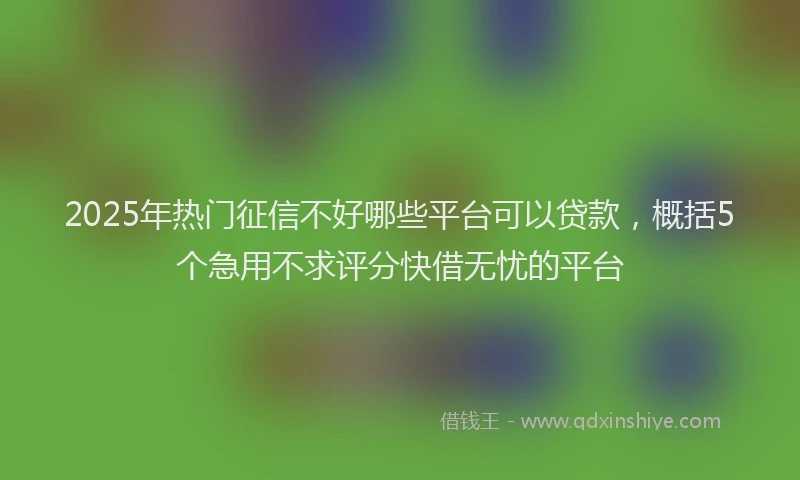 2025年热门征信不好哪些平台可以贷款，概括5个急用不求评分快借无忧的平台