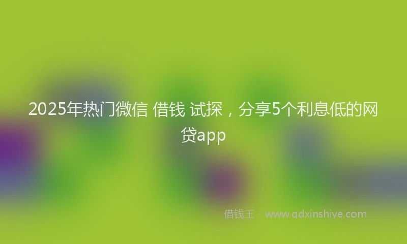 2025年热门微信 借钱 试探，分享5个利息低的网贷app