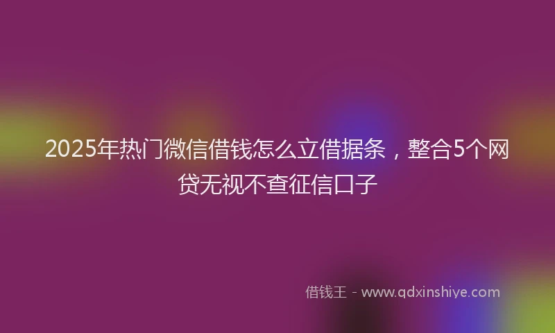 2025年热门微信借钱怎么立借据条，整合5个网贷无视不查征信口子