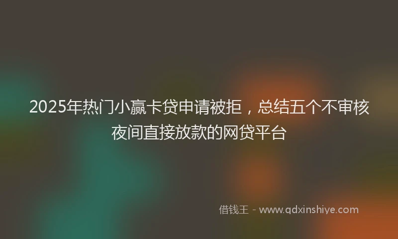 2025年热门小赢卡贷申请被拒，总结五个不审核夜间直接放款的网贷平台