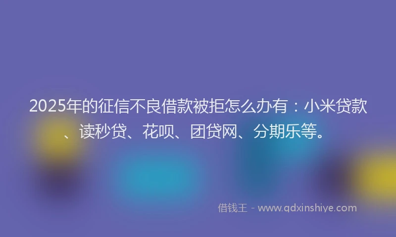 2025年的征信不良借款被拒怎么办有：小米贷款、读秒贷、花呗、团贷网、分期乐等。