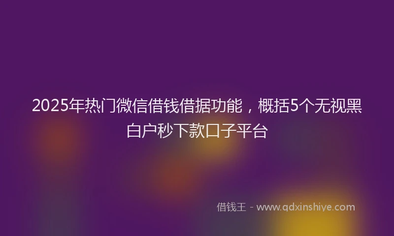2025年热门微信借钱借据功能，概括5个无视黑白户秒下款口子平台