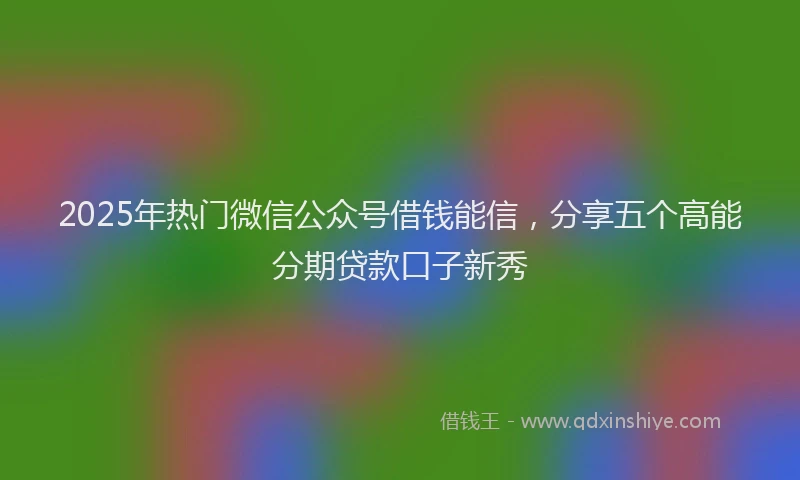 2025年热门微信公众号借钱能信，分享五个高能分期贷款口子新秀