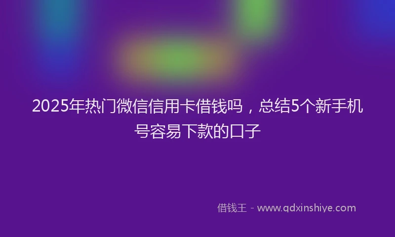 2025年热门微信信用卡借钱吗，总结5个新手机号容易下款的口子