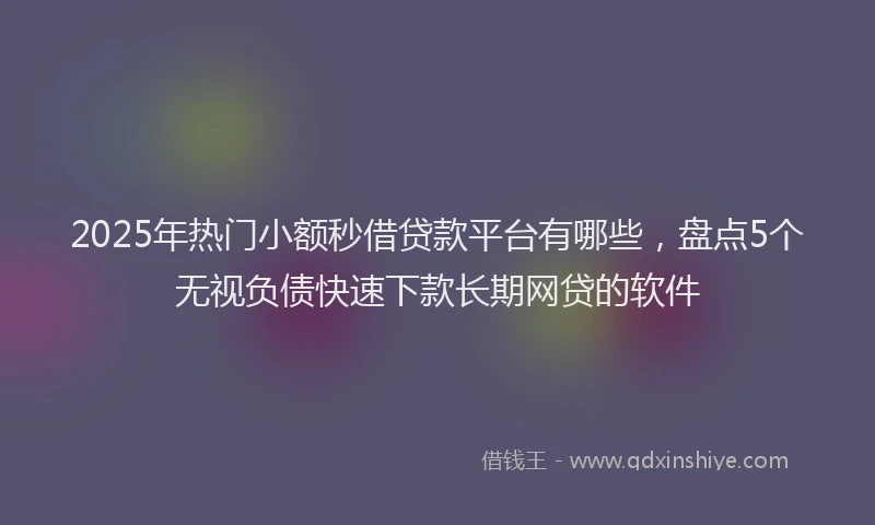2025年热门小额秒借贷款平台有哪些，盘点5个无视负债快速下款长期网贷的软件