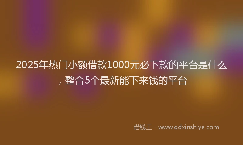 2025年热门小额借款1000元必下款的平台是什么，整合5个最新能下来钱的平台