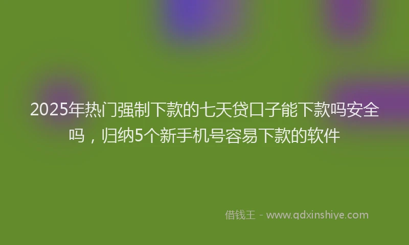 2025年热门强制下款的七天贷口子能下款吗安全吗，归纳5个新手机号容易下款的软件