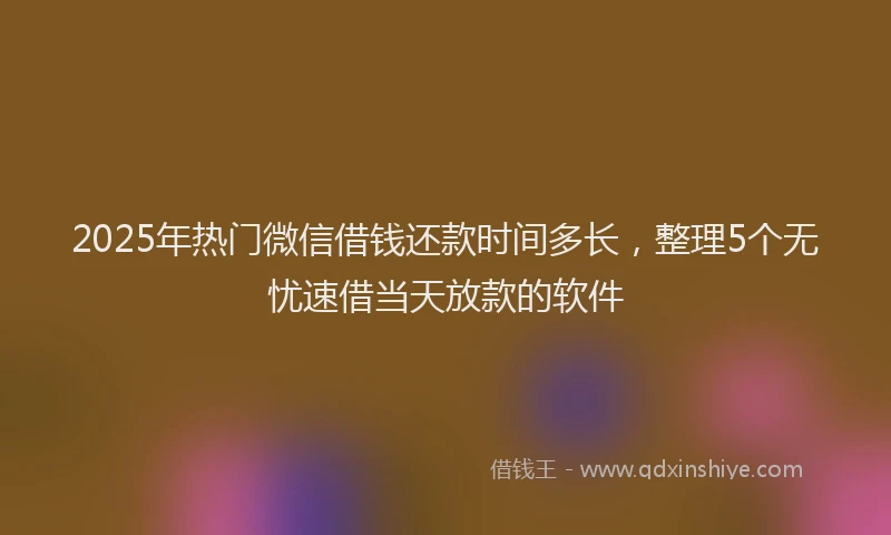 2025年热门微信借钱还款时间多长，整理5个无忧速借当天放款的软件