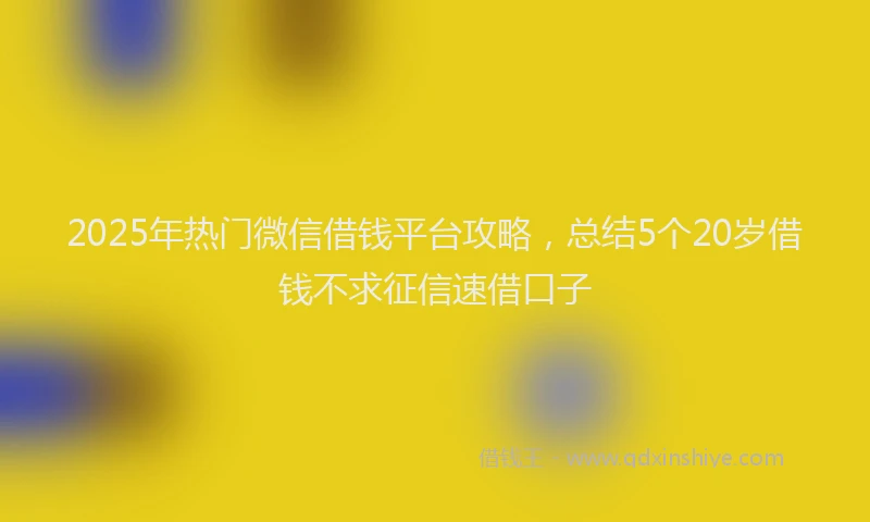 2025年热门微信借钱平台攻略，总结5个20岁借钱不求征信速借口子