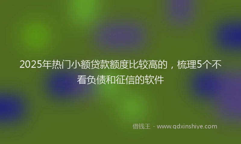 2025年热门小额贷款额度比较高的，梳理5个不看负债和征信的软件