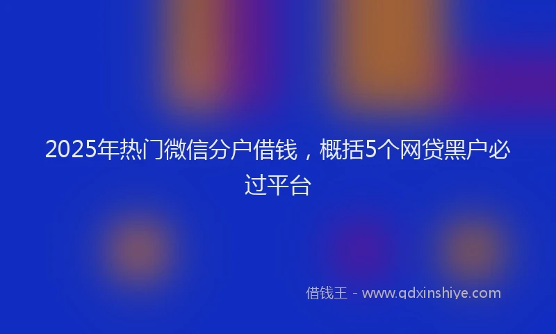 2025年热门微信分户借钱，概括5个网贷黑户必过平台