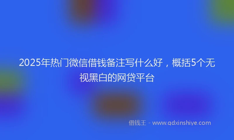2025年热门微信借钱备注写什么好，概括5个无视黑白的网贷平台