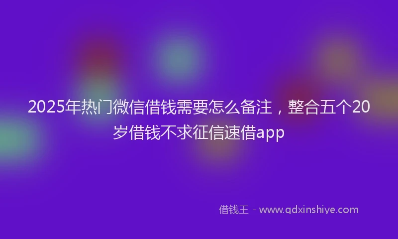 2025年热门微信借钱需要怎么备注，整合五个20岁借钱不求征信速借app