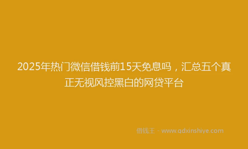 2025年热门微信借钱前15天免息吗，汇总五个真正无视风控黑白的网贷平台