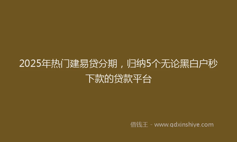 2025年热门建易贷分期，归纳5个无论黑白户秒下款的贷款平台