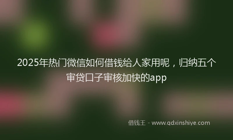 2025年热门微信如何借钱给人家用呢，归纳五个审贷口子审核加快的app