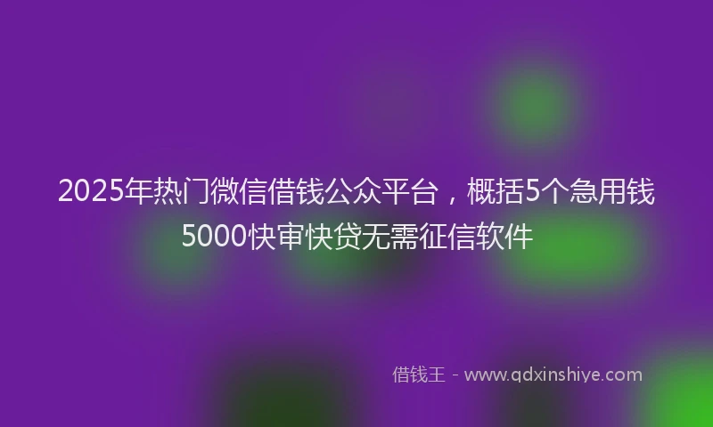 2025年热门微信借钱公众平台，概括5个急用钱5000快审快贷无需征信软件