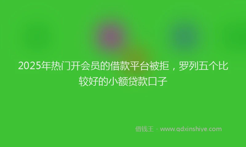 2025年热门开会员的借款平台被拒，罗列五个比较好的小额贷款口子
