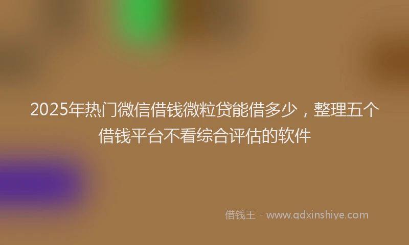 2025年热门微信借钱微粒贷能借多少，整理五个借钱平台不看综合评估的软件