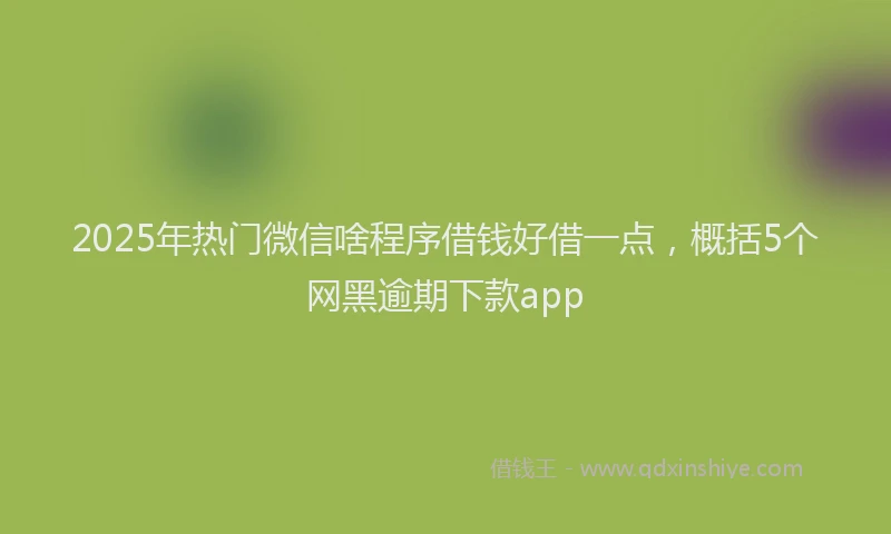 2025年热门微信啥程序借钱好借一点，概括5个网黑逾期下款app