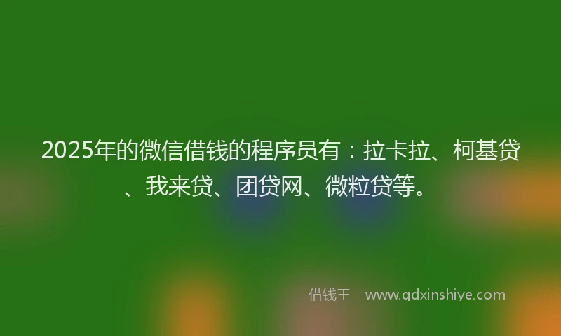 2025年的微信借钱的程序员有：拉卡拉、柯基贷、我来贷、团贷网、微粒贷等。