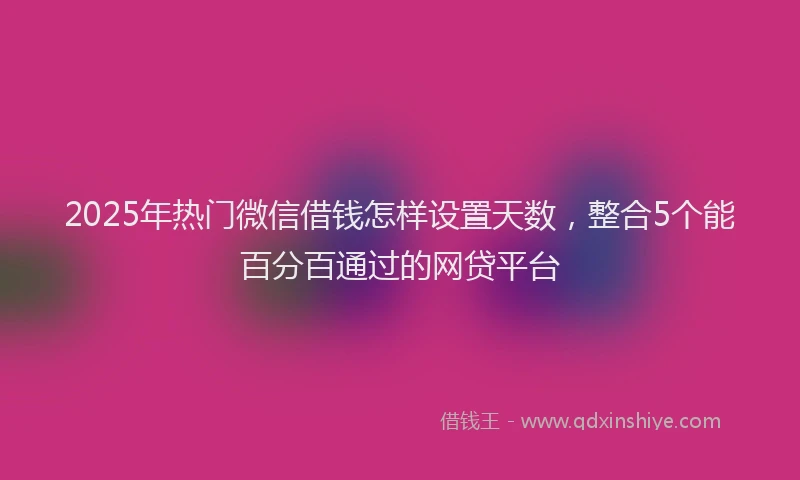 2025年热门微信借钱怎样设置天数，整合5个能百分百通过的网贷平台