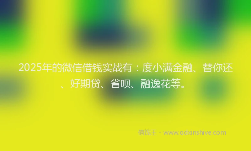 2025年的微信借钱实战有：度小满金融、替你还、好期贷、省呗、融逸花等。