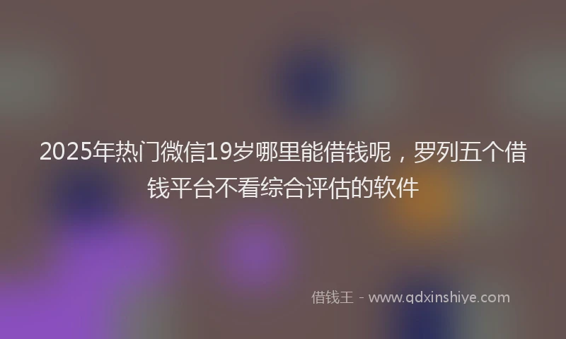 2025年热门微信19岁哪里能借钱呢，罗列五个借钱平台不看综合评估的软件