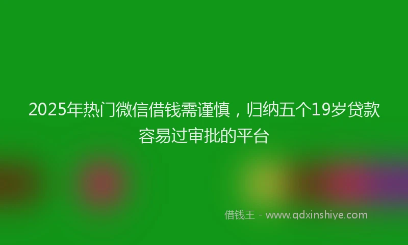 2025年热门微信借钱需谨慎，归纳五个19岁贷款容易过审批的平台