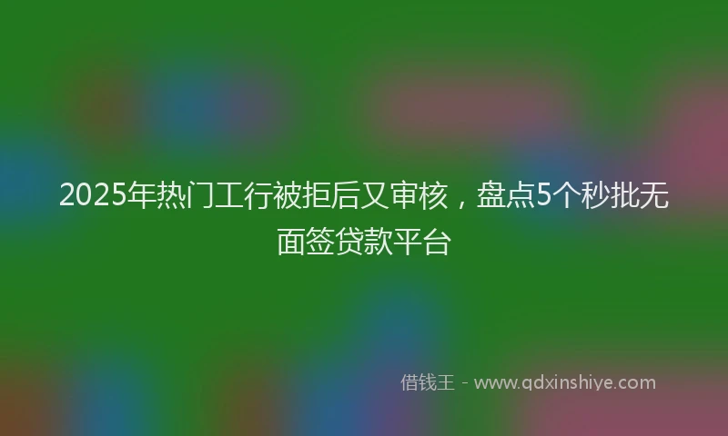 2025年热门工行被拒后又审核，盘点5个秒批无面签贷款平台
