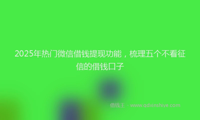 2025年热门微信借钱提现功能，梳理五个不看征信的借钱口子