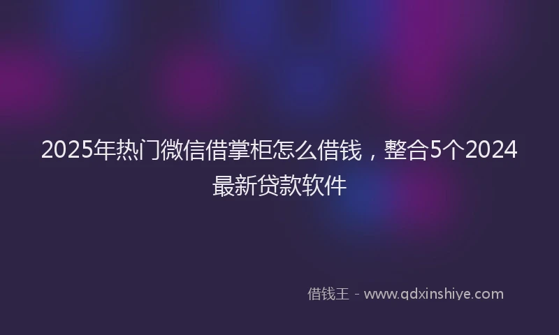 2025年热门微信借掌柜怎么借钱，整合5个2024最新贷款软件