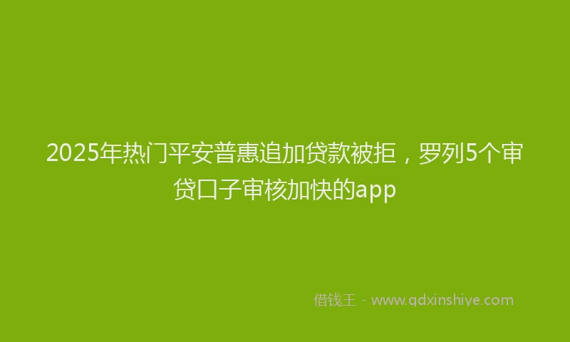 2025年热门平安普惠追加贷款被拒，罗列5个审贷口子审核加快的app