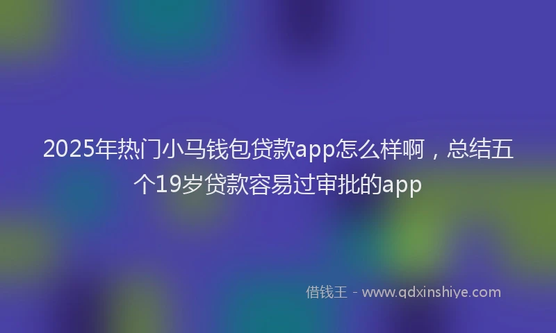 2025年热门小马钱包贷款app怎么样啊，总结五个19岁贷款容易过审批的app
