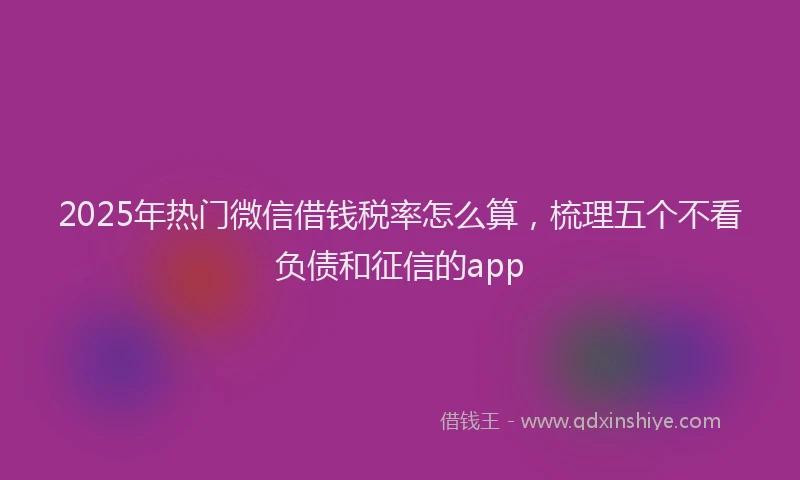2025年热门微信借钱税率怎么算，梳理五个不看负债和征信的app