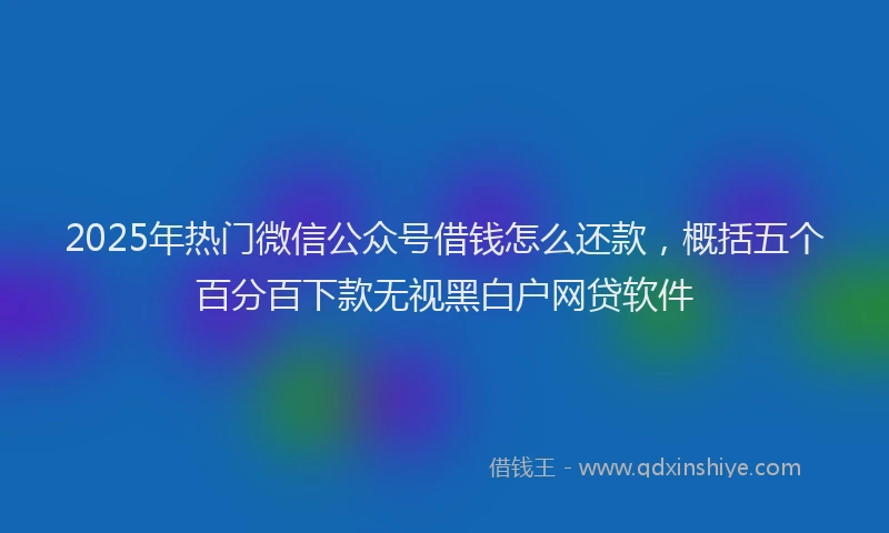 2025年热门微信公众号借钱怎么还款，概括五个百分百下款无视黑白户网贷软件
