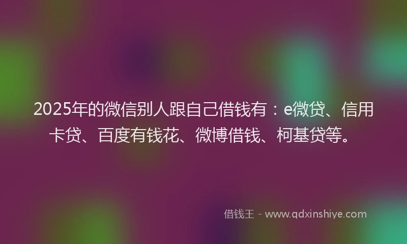 2025年的微信别人跟自己借钱有：e微贷、信用卡贷、百度有钱花、微博借钱、柯基贷等。