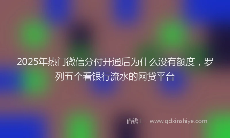 2025年热门微信分付开通后为什么没有额度，罗列五个看银行流水的网贷平台