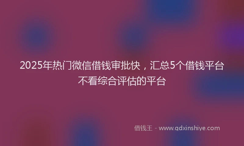 2025年热门微信借钱审批快，汇总5个借钱平台不看综合评估的平台