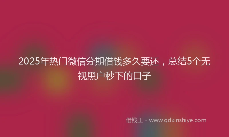 2025年热门微信分期借钱多久要还，总结5个无视黑户秒下的口子