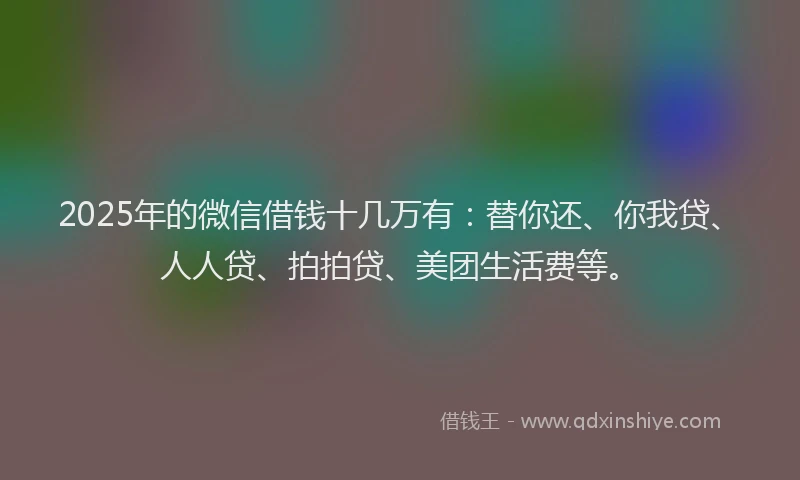 2025年的微信借钱十几万有：替你还、你我贷、人人贷、拍拍贷、美团生活费等。