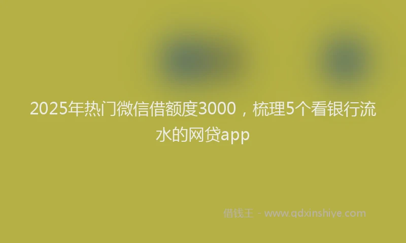 2025年热门微信借额度3000，梳理5个看银行流水的网贷app