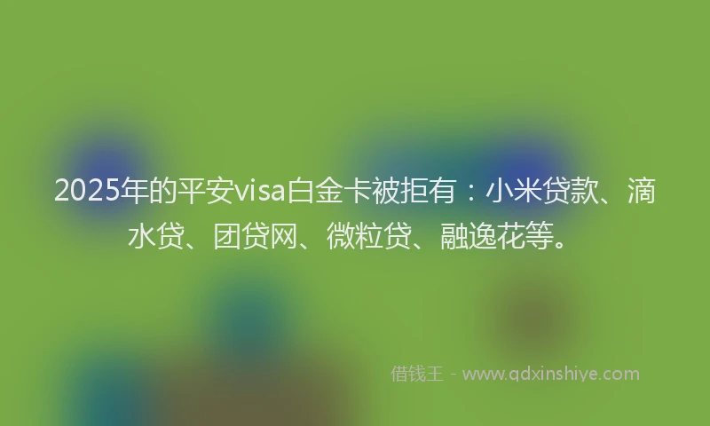 2025年的平安visa白金卡被拒有：小米贷款、滴水贷、团贷网、微粒贷、融逸花等。